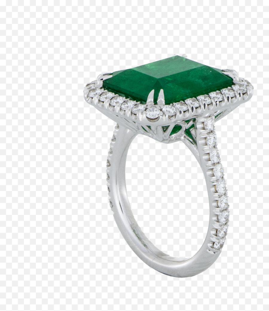 Download Emerald Diamond Halo Ring - Emerald Ring Png,White Ring Png