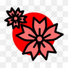 Sakura Flower Icon Of Colored Outline - Decorative png