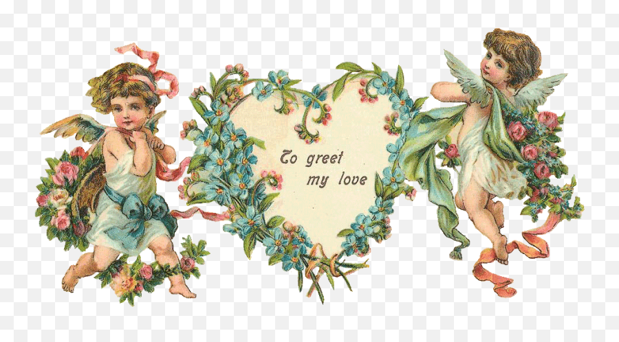 Leaping Frog Designs Vintage Image To Greet My Love Cupids - Victorian Cherub Png,Heart Frame Png