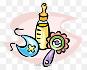 Baby Bottle Rattle And Bib Royalty Free Vector Clip Art - Mamadeira Ilustração Png,Rattle Png
