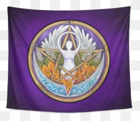 Elemental Goddess Pentacle Tapestry Wall Hanging - Dragons png