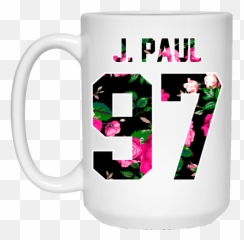 Jake Paul - Colorful Flowers 15 Oz White Mug Mug Png,Jake Paul Transparent
