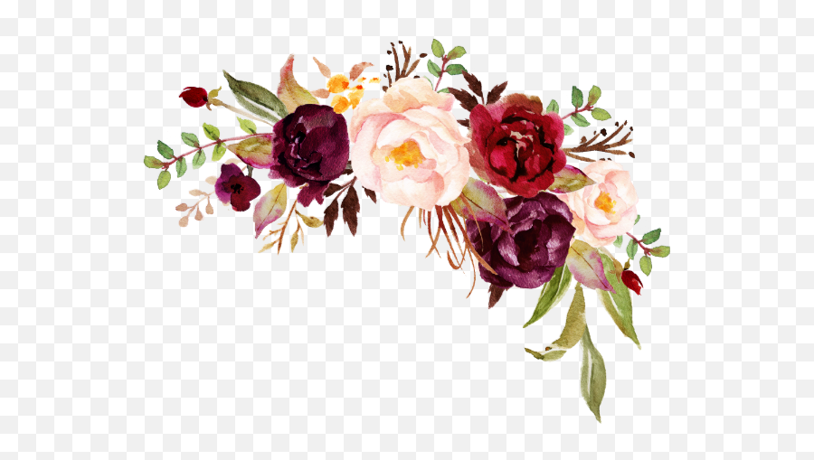Watercolor Flowers - Burgundy Flower Wedding Invitations Png,Gold Flower Png