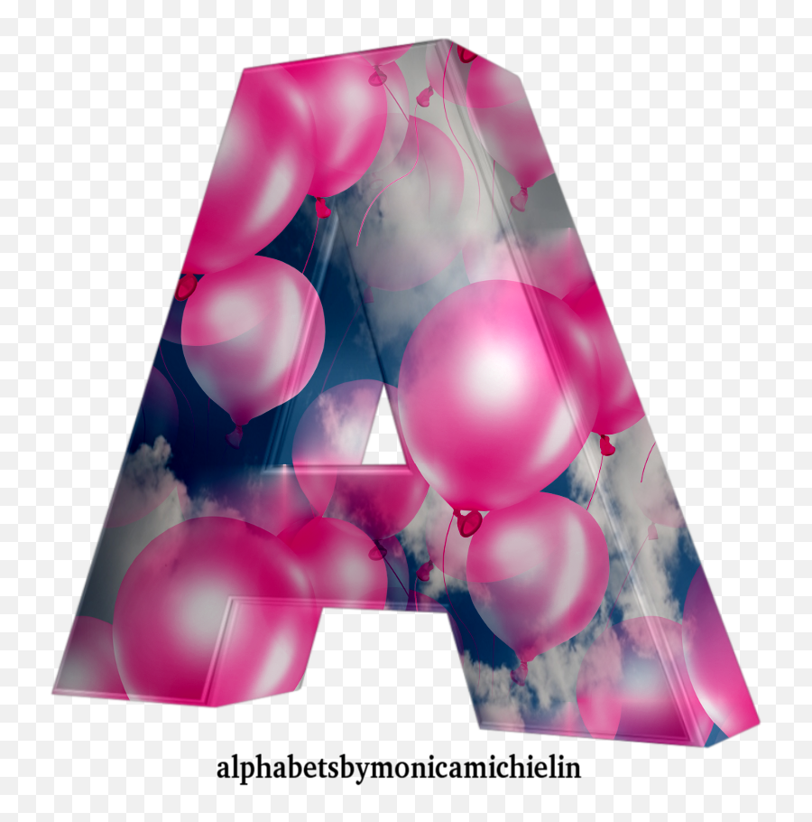 Blue Sky Alphabet With Pink Balloons - Dot Png,Pink Balloons Png
