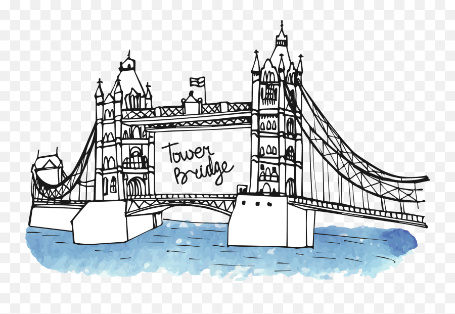 Big Ben Landmark Monument Drawing British Style - London Bridge Cartoon  Black And White Png,Big Ben Transparent - free transparent png images -  
