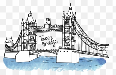 Big Ben Landmark Monument Drawing British Style - London Bridge Cartoon Black And White Png,Big Ben Transparent