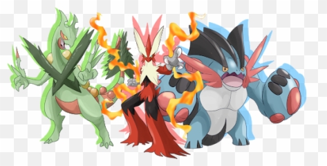 Mega Swampert Blaziken Png Image - Starter Pokemon Mega Evolutions,Blaziken Png