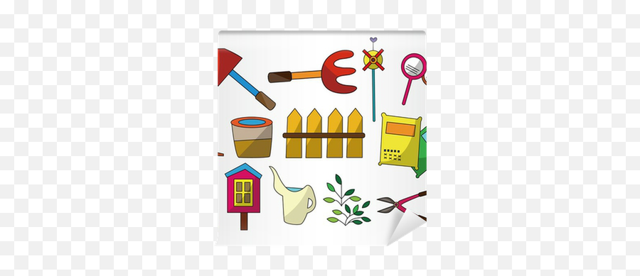 Wall Mural Cartoon Gardening Icon Set - Pixersus Cultivating Tools Png,Gardening Icon