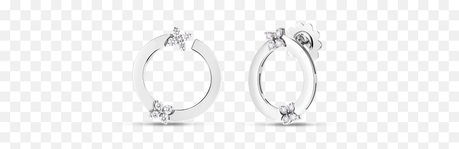 18k Love In Verona Double Diamond Flower Circle Hoop Earring - Solid Png,Gucci Icon Earrings
