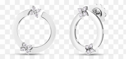 18k Love In Verona Double Diamond Flower Circle Hoop Earring - Solid png