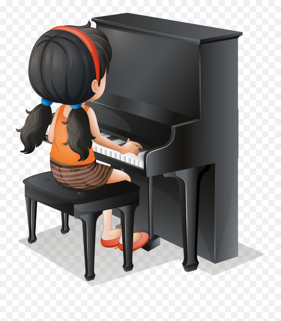 Download Cartoon Piano Children Play The Png - Girl Playing Piano Clipart,Piano Png