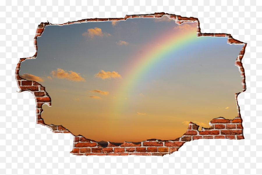 Zapwalls Decals Rainbow Sunset Sky - Transparent Break Through Wall Png,Sunset Sky Png
