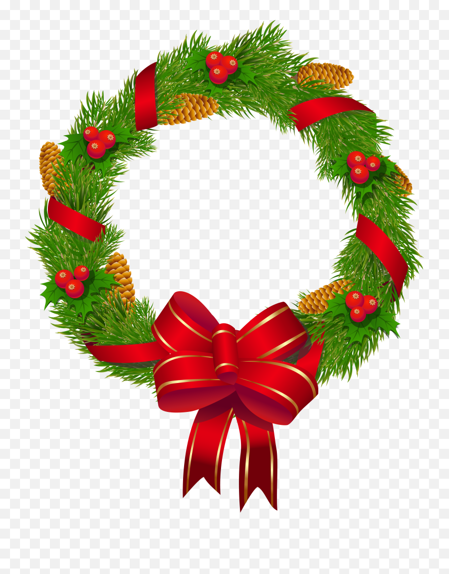 Pinart Christmas Pine Wreath Clipart - Christmas Decor Clip Art Wreath Png,Christmas Garland Png