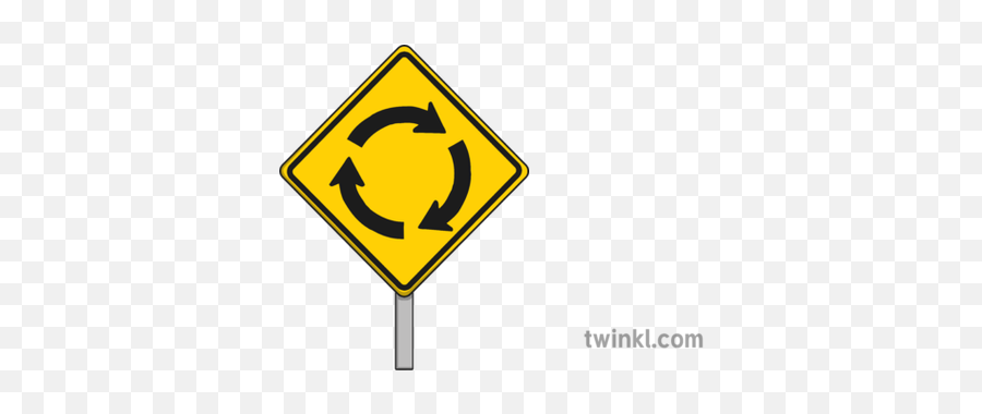 Roundabout Road Sign Illustration - Twinkl Black And White Roundabout Png,Road Sign Png