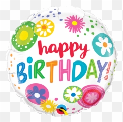 18 Round Foil Bday Floral Circles 49052 - Each Pkgd Qualatex Australia Happy Birthday Logo png