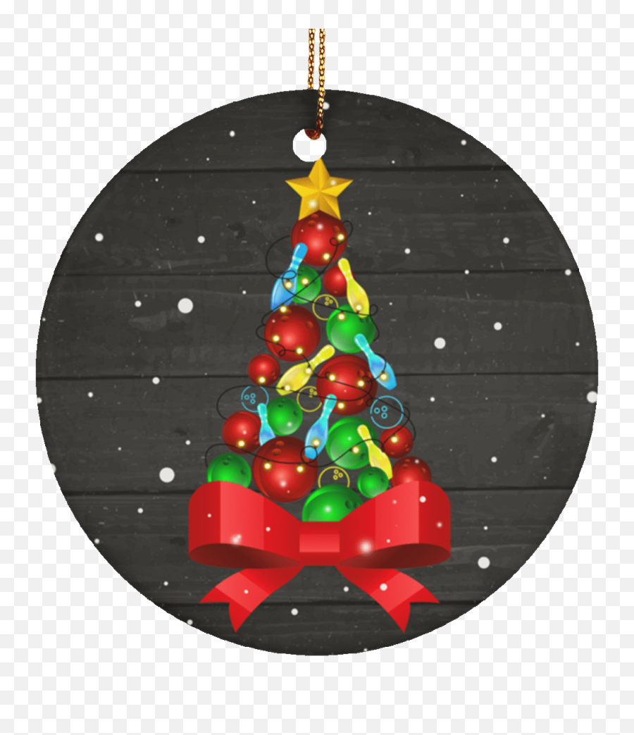 Funny Bowling Christmas Tree Light Ornament Keepsake - Circle Porcelain Ceramic Ornament For Holiday Png,Christmas Tree Lights Png