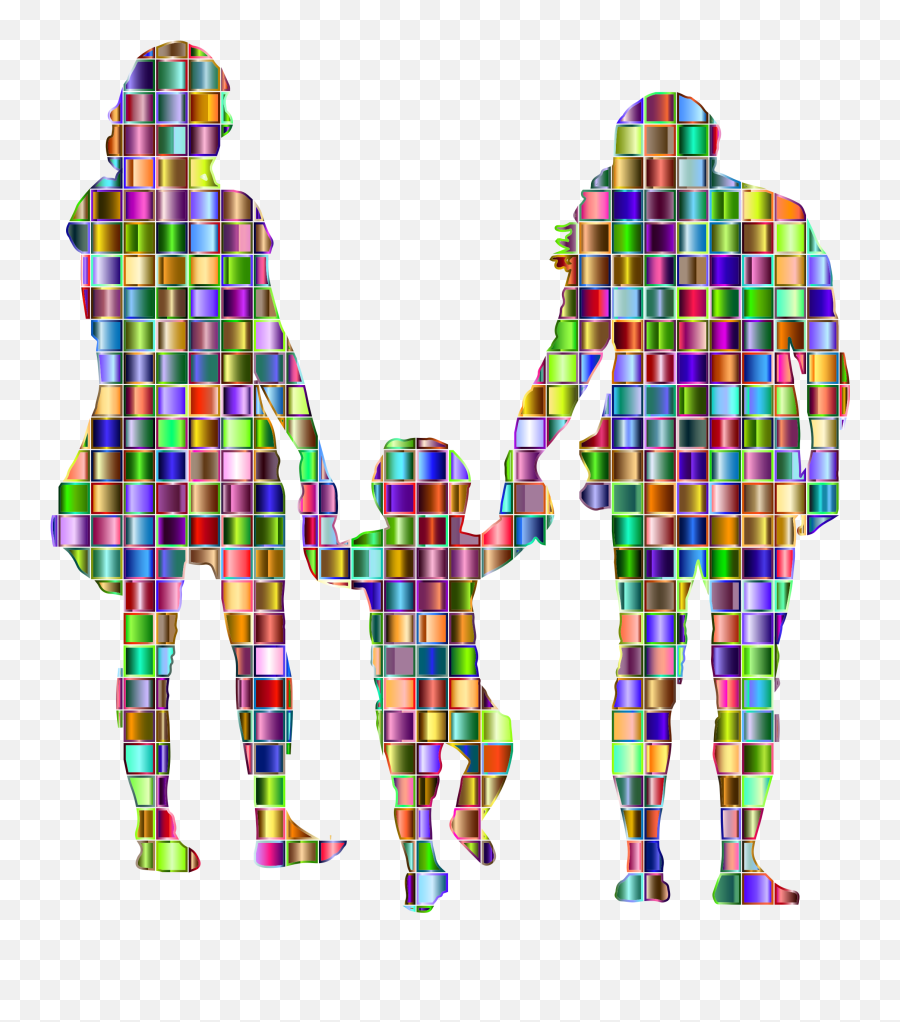 Mosaic Family Silhouette Child - Mosaic Art Clipart Family Mosaic Png,Mosaic Png