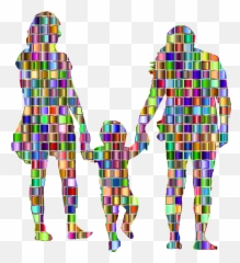 Mosaic Family Silhouette Child - Mosaic Art Clipart Family Mosaic Png,Mosaic Png