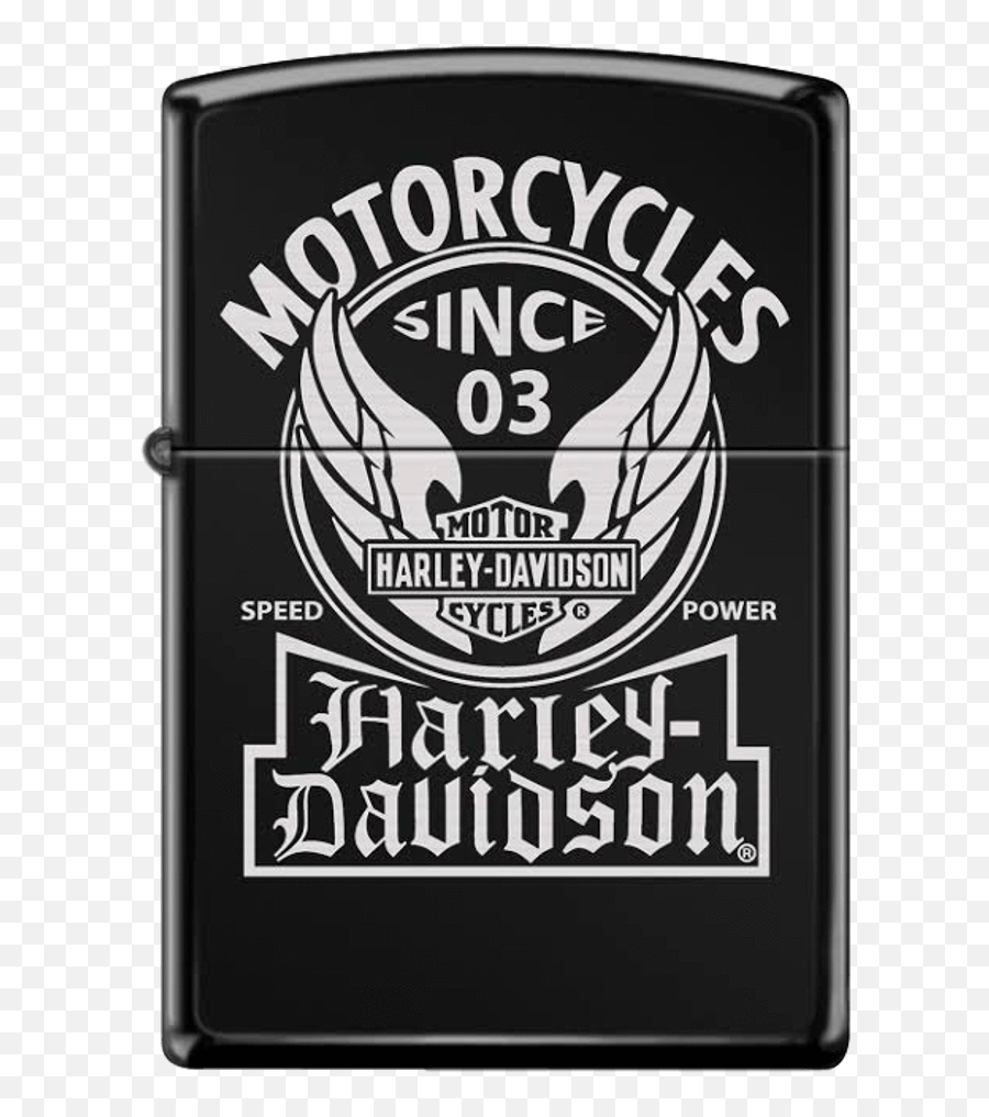 Ebony Laser Engraved Zippo Lighter In - Harley Davidson Png,Harley Davidson Logo With Wings