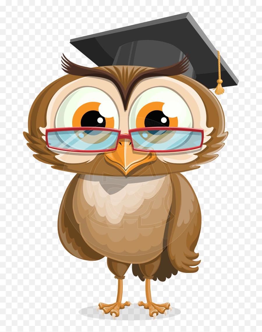 Grad Owl Transparent Background - Cartoon Owl With Glasses Png,Owl Transparent Background