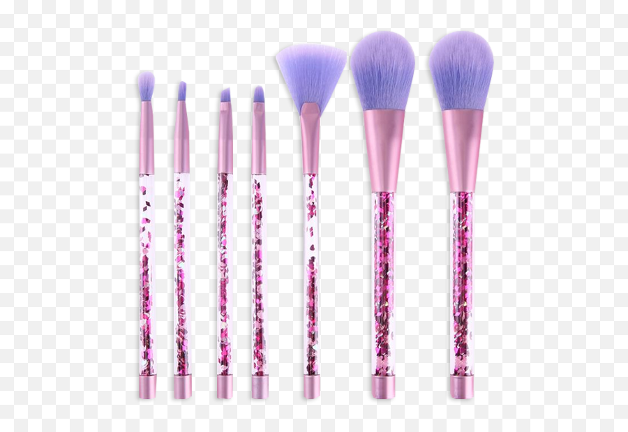 Glitter 7 Piece Makeup Brush Set - Makeup Brush Png,Purple Glitter Png