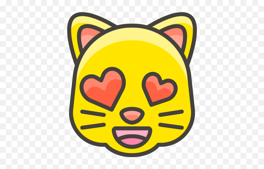 Smiling Cat Face With Heart Eyes Emoji - Yellow Cat Face Kitty Cat In Cartoon Png,Eyes Emoji Transparent