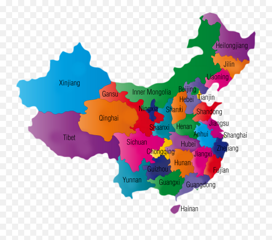 Colorfulchinamapwithprovincespng 16001342 Pixels - Map Of China Hd,Map Of The World Png