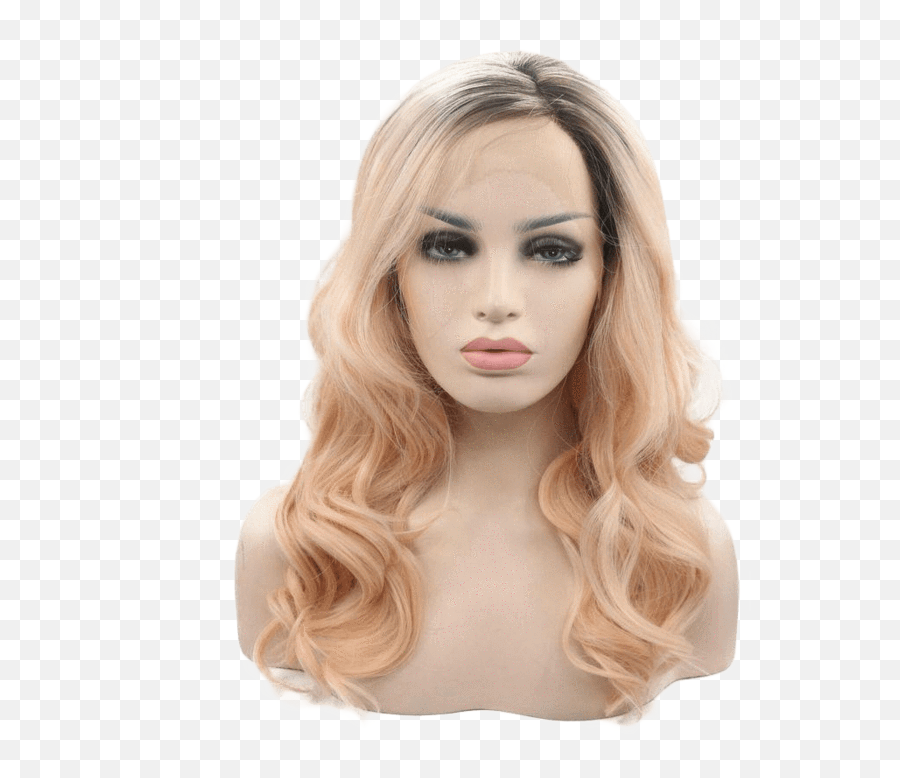 Download Peachy Blonde Wavy Long Lace - Lace Front Wig Model Png,Blonde Wig Png