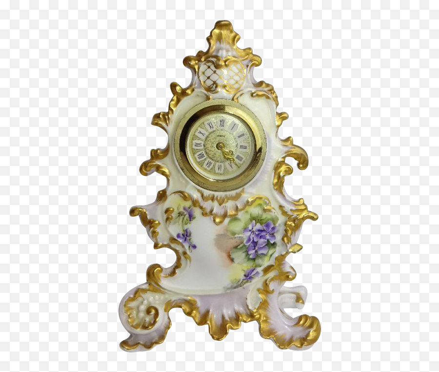 French Antique Limoges Porcelain Clock - Wall Clock Png,Clock Hand Png