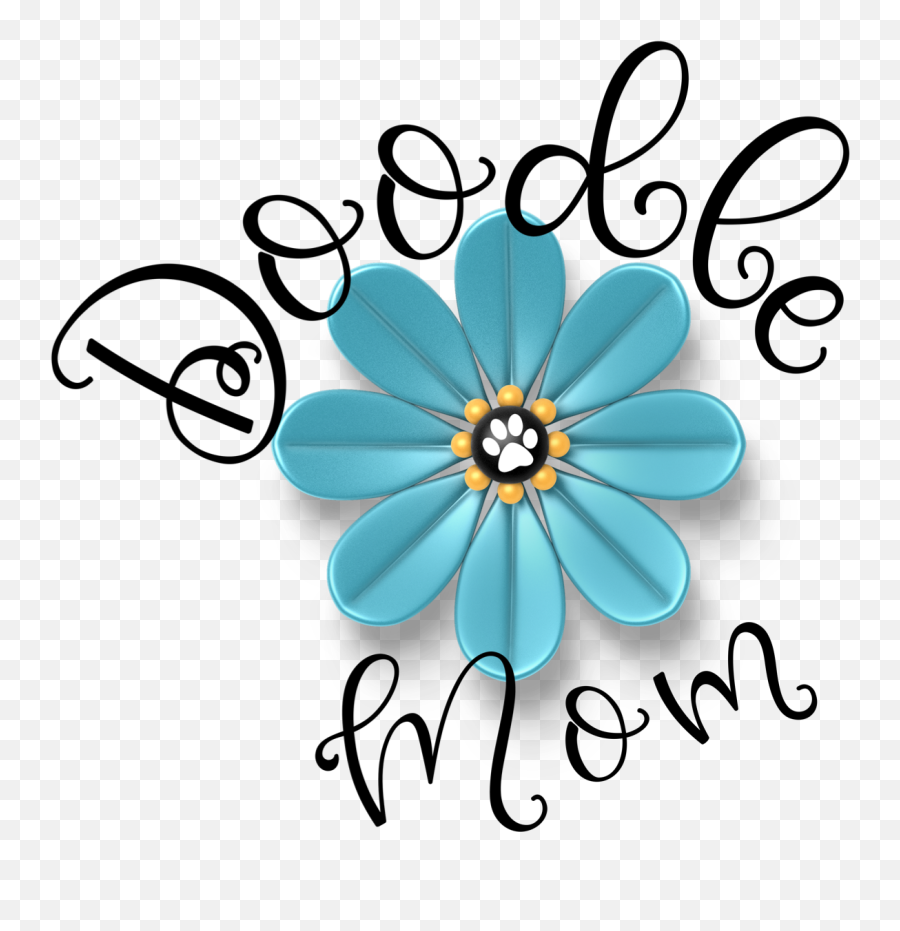 Doodle Mom With Blue Flower Dog Paw Png Transparent - Doodle Mom,Flower Graphic Png