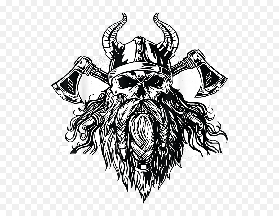 Bearded Viking Design Of A Skull With Two Axes And Helmet Png Icon