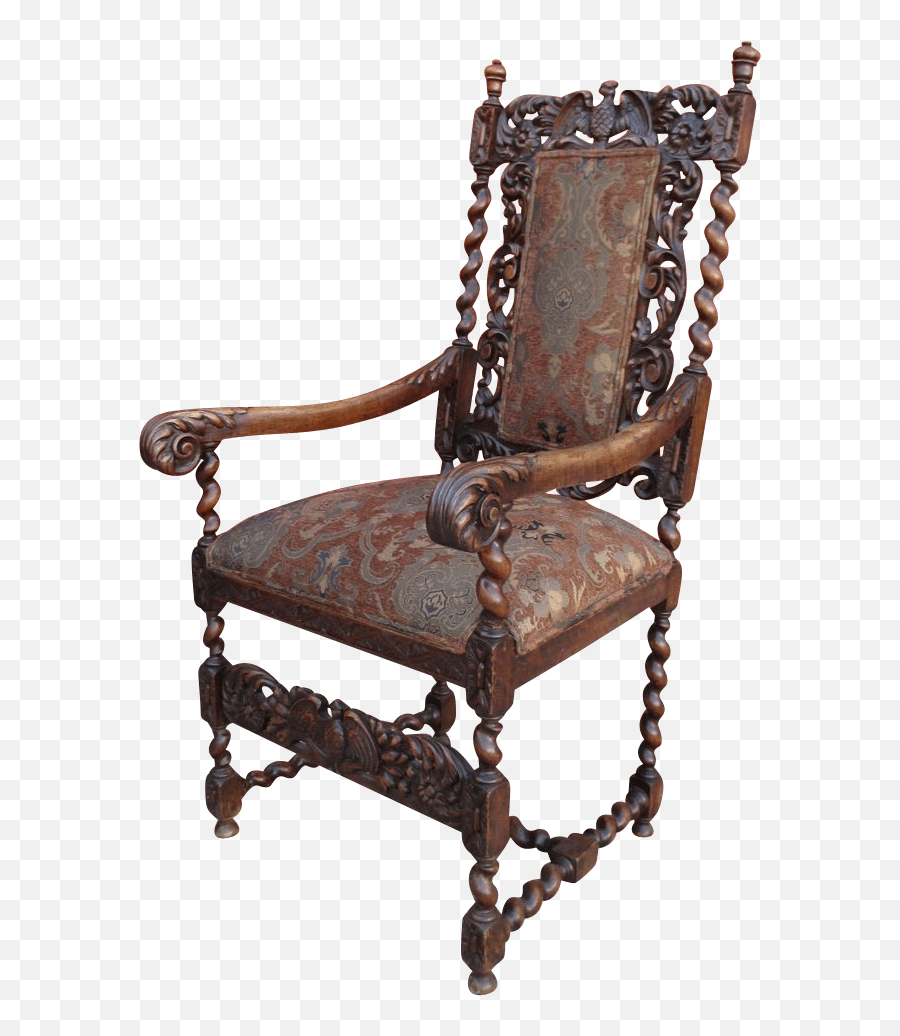 Antique High Back Barley Twist Chair Free Png Images - Old Chair Transparent Background,Barley Png