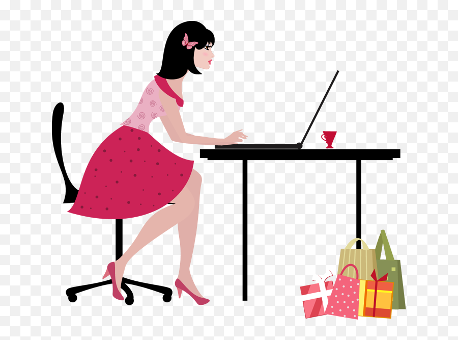 Online Shopping Png Clipart Free Download - Woman Shopping Online Png,Laptop Clipart Png