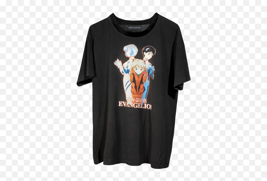 90u0027s Neon Genesis Evangelion Suede Collar T - Shirt U2014 Gens Sauvages Png,Evangelion Png