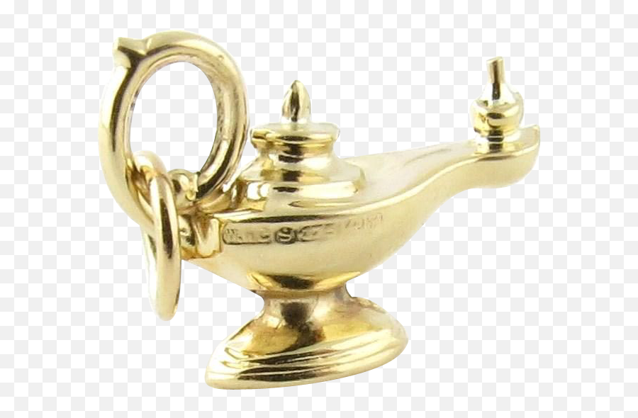 Download Vintage 9k Yellow Gold 3 - D Genie Lamp Charm Brass Brass Png,Genie Lamp Png