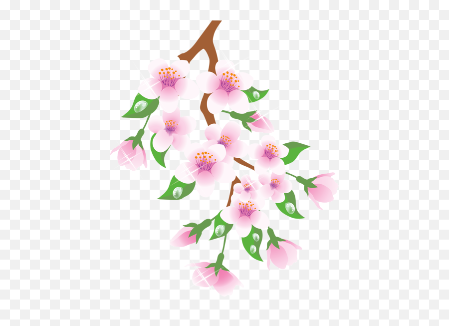 Spring Branch Pink Png Clipart - Flower With Branches Png,Spring Clipart Png