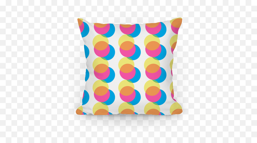 Cyan Magenta Yellow Big Polka Dot Pattern Pillows Lookhuman - Cushion Png,Polka Dot Pattern Png