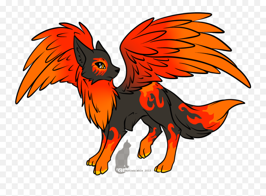 Fire Wolf Drawing Png Image - Wolf With Wings Drawing,Fire Wings Png