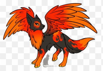 Fire Wolf Drawing Png Image - Wolf With Wings Drawing,Fire Wings Png