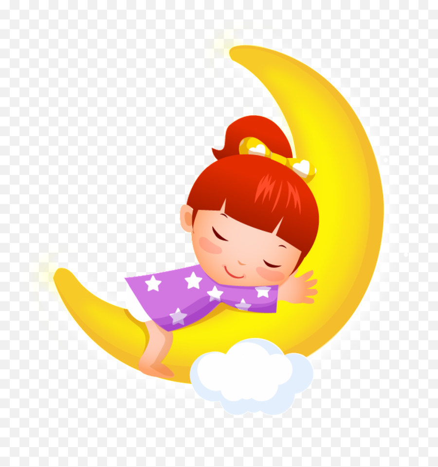 Download Sleeping Little Girl Cartoon Transparent - Sleep In Moon Wallpaper Cartoon Girl Png,Little Girl Png