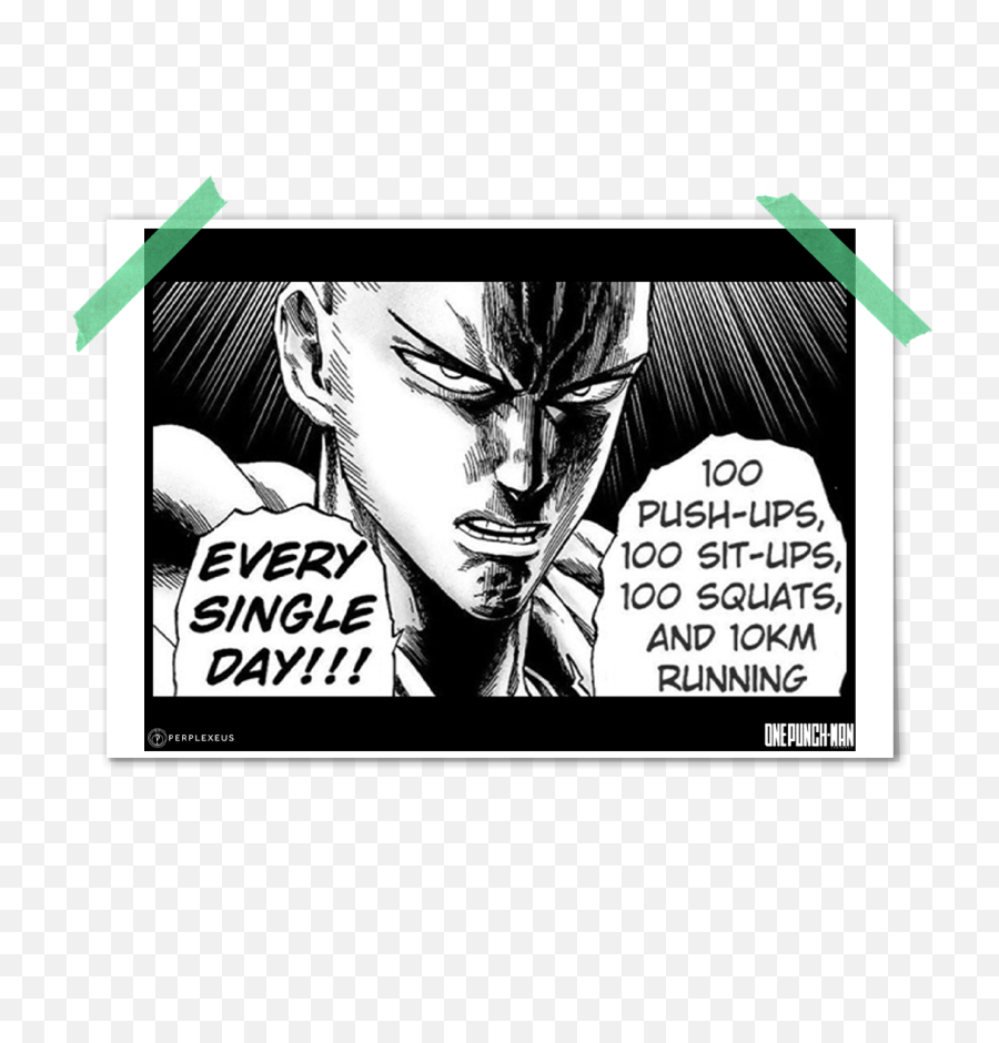 One Punch Man Saitama Manga Style Black And White Every - 100 Push Up One Punch Man Png,Saitama Png