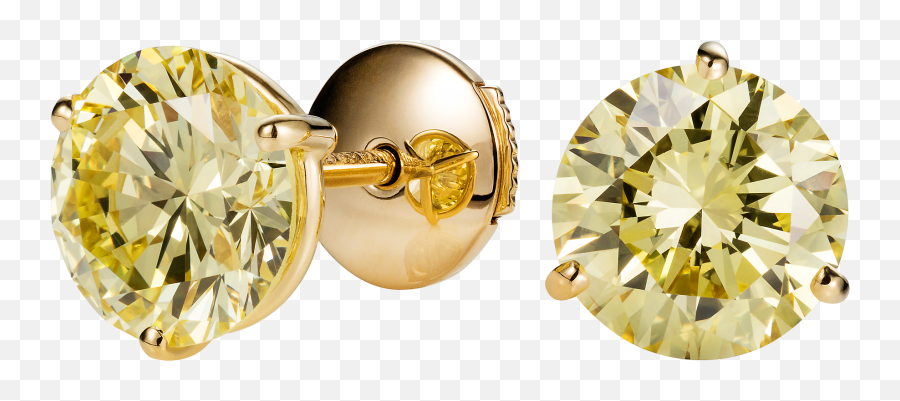 Fancy Yellow Diamond Stud Earrings - Diamond Png,Yellow Diamond Png