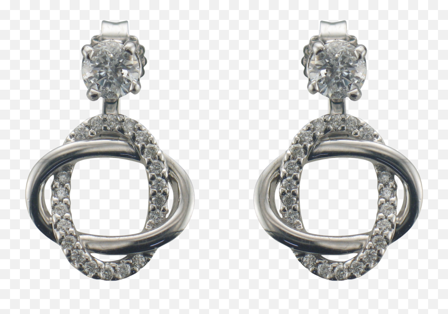 14k White Gold Convertible Diamond - Earrings Png,Diamond Earring Png