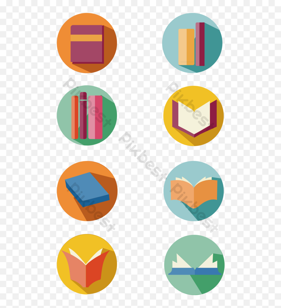 Cartoon Simple Round Book Icon Element Ai Free Download - Cartoon Book Icon Png,Simple Line Icon Set