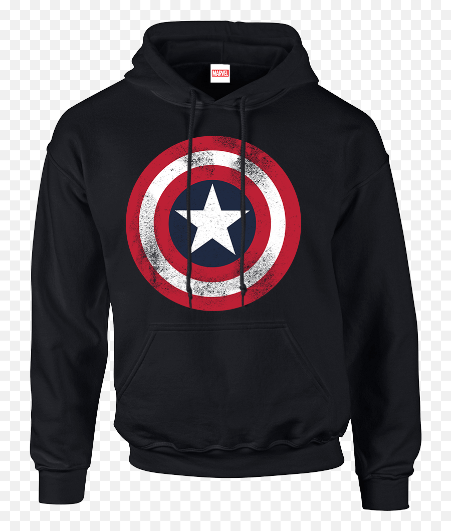 Marvel Avengers Assemble Captain America Distressed Shield Pullover Hoodie - Black Captain America Hoodie Png,Captain America Comic Png