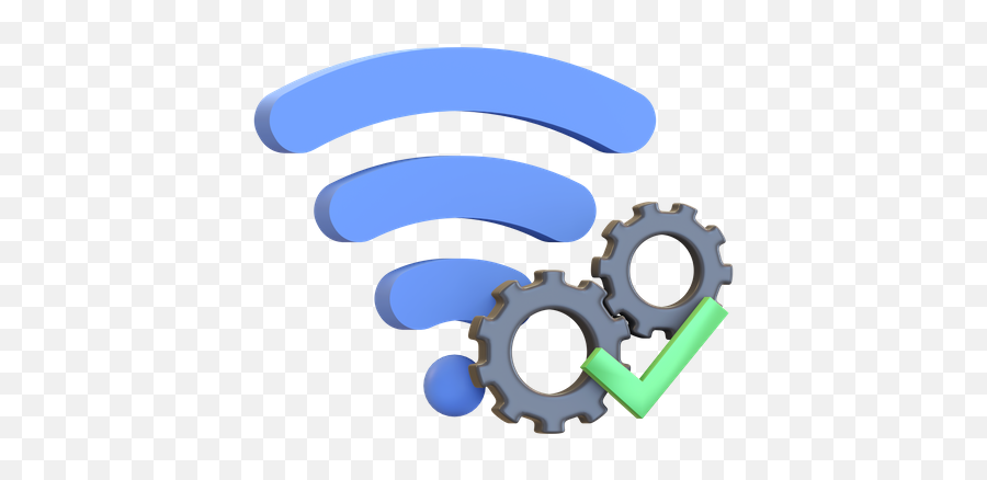 Premium Wifi Maintenance 3d Illustration Download In Png - Dot,Mac Icon Gear With Checkmark
