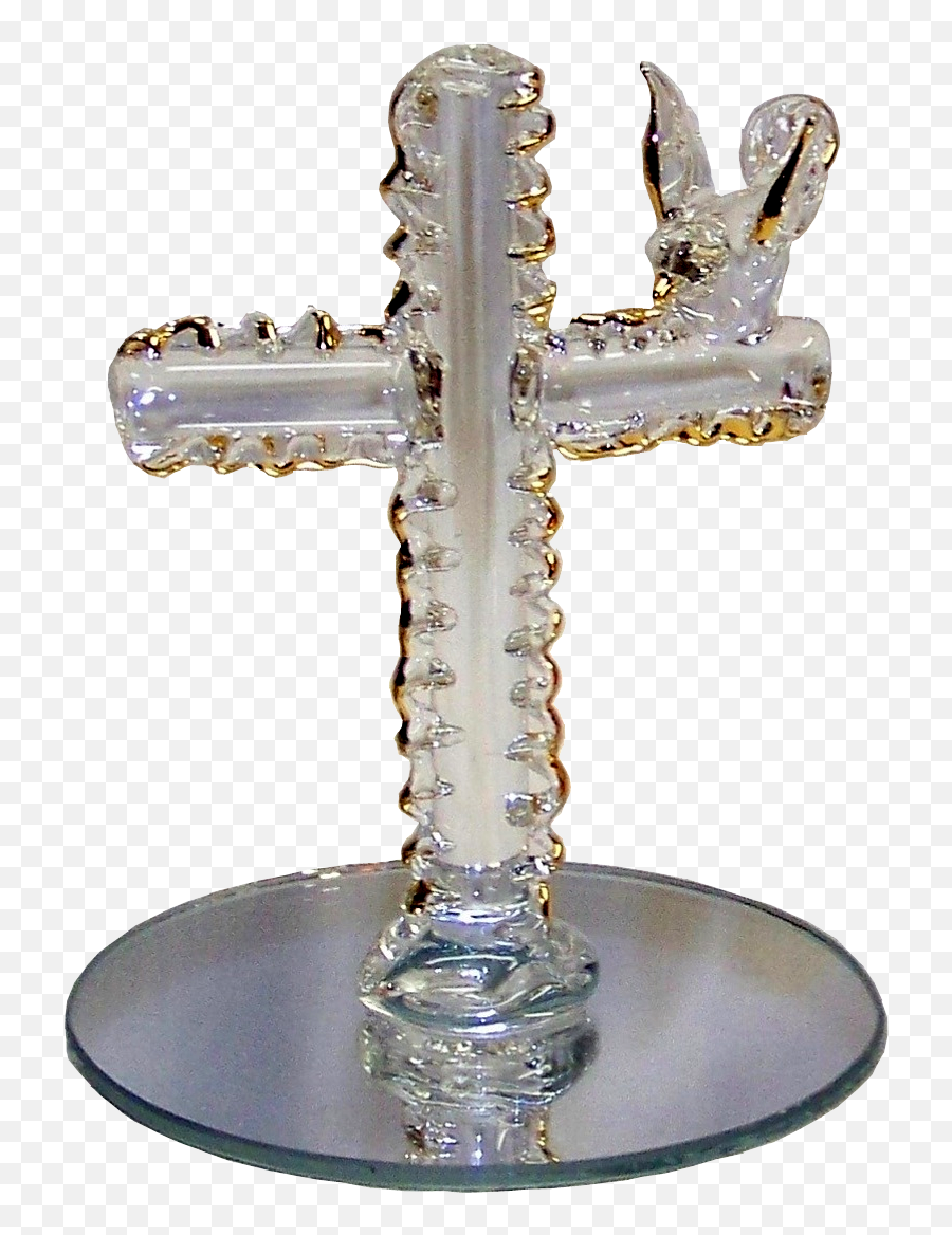 Glass Cross With Dove - Cross Png,Gold Trim Png