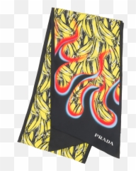 Double Match Bananas Printed Silk Scarf - Crest png