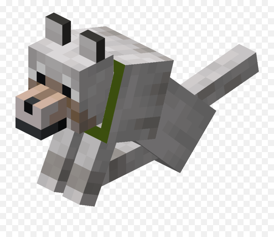 Sitting Tamed Wolf With Green - Baby Minecraft Wolf Png,Collar Png