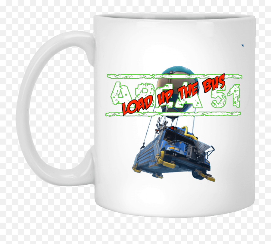 Fortnite Area 51 Load Up The Bus Xp8434 11 Oz White Mug - Big Bang Theory Rock Paper Scissors Lizard Spock Png,Battle Bus Png